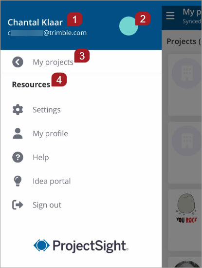 Project menu view before opening a project